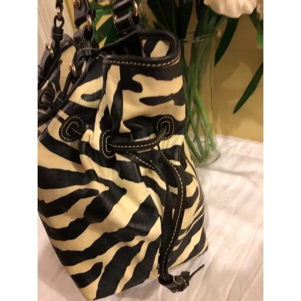 Dooney and Bourke ZEBRA CHIARA DRAWSTRING TOTE BAG PURSE (500